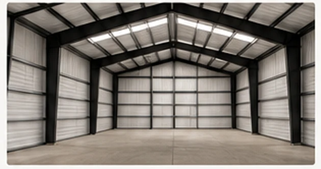 Interior of a finished metal building